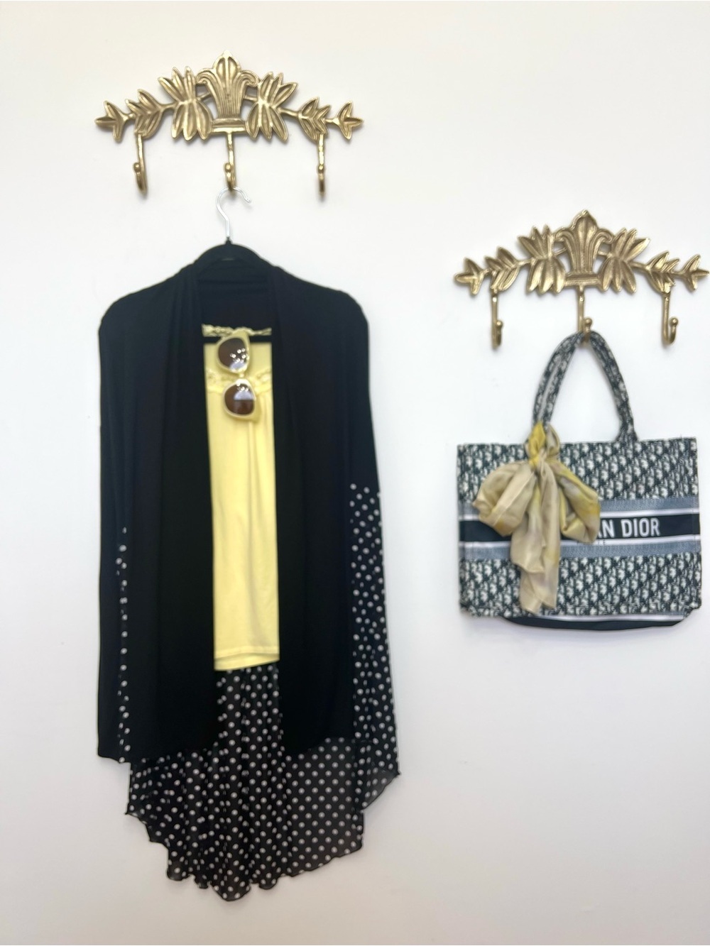 Black Polka Dot Draped Cardigan Xl